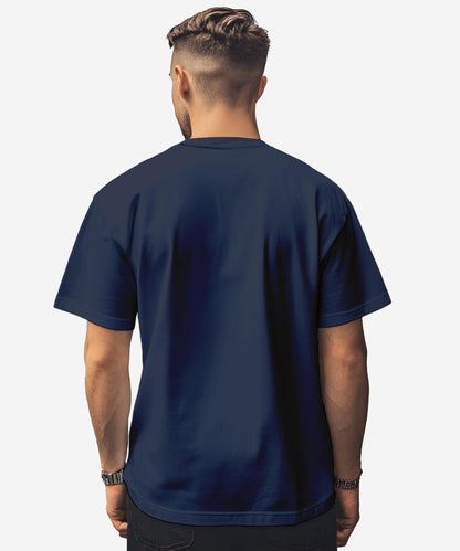 Peppyzone Mens Oversized Fit T-Shirt (PZ-OSTArmy112_Navy Blue2