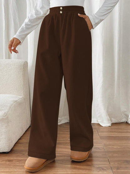 SMOWKLY Authentics Womens Trendy Casual Cotton Blends Stretchable Baggy Loose Trouser with Pockets || High Rise Elastic Waist G