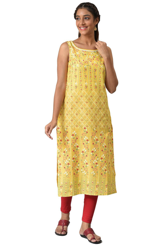 Aurelia Women Yarrow Cotton Geometric Printed Straight Kurta
