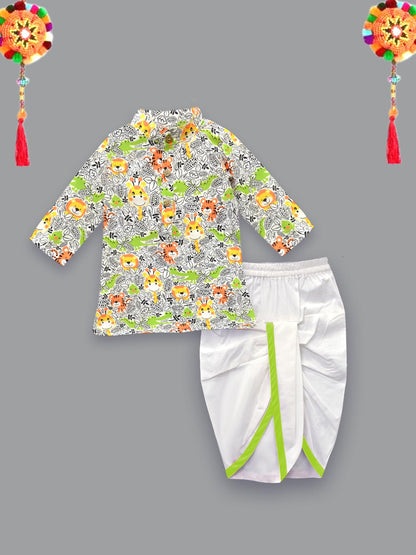 A.T.U.N. (ALL THINGS UBER NICE) Jungle Print Kurta & Dhoti Set