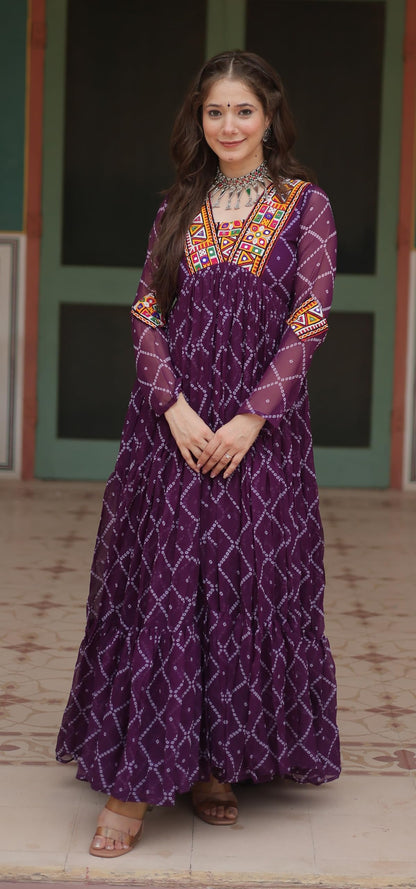 Wedani Faux Georgette Bandhani Print Work Anarkali Kurta Set for Women