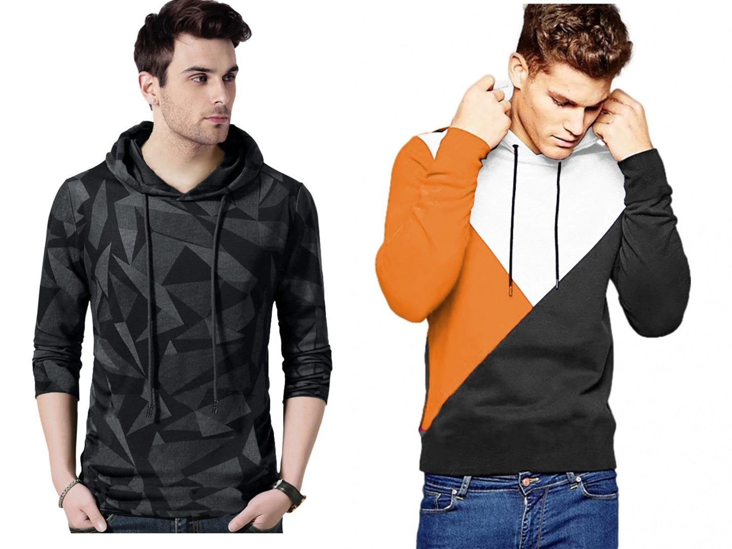 Noble Monk Men Stylish Printed T-Shirt (Pack Of 2) | Full Sleeve | Hooded Neck | Combo Hoodies For Men