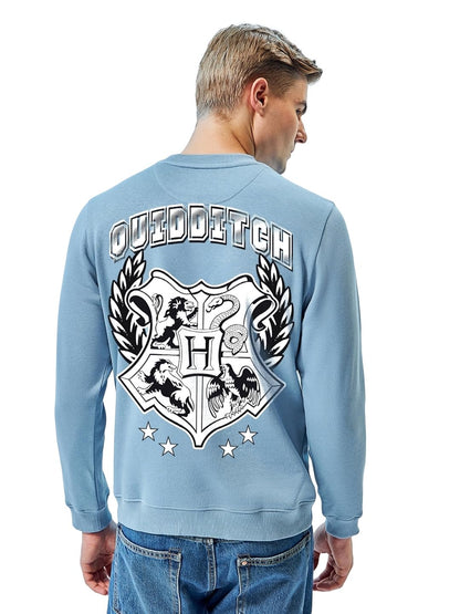 Bewakoof Official Harry Potter Merchandise Mens Graphic Printed Regular Fit Full Sleeve Round Neck Fleece Sweatshirt_629670_Blu