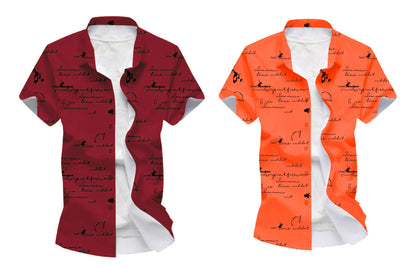 Kadiyu Half Sleeve Casual Printed Shirts For Men Regular Fit Printed Spread Collar Casual Shirt Lycra Fabric With Combo Shirt (P