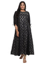 Aurelia WomenS Viscose Black Foil Print Flared Dress Ankle Length (21Aua11966-503355 M)