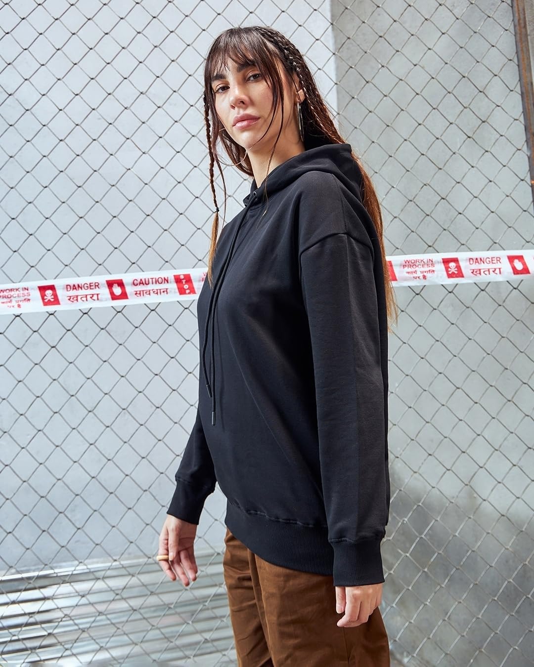 Bewakoof Heavy Duty 1.0 Womens Solid Oversized Fit Full Sleeve Fleece Hoodies