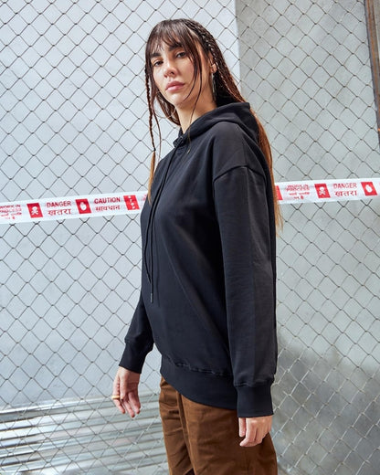 Bewakoof Heavy Duty 1.0 Womens Solid Oversized Fit Full Sleeve Fleece Hoodies