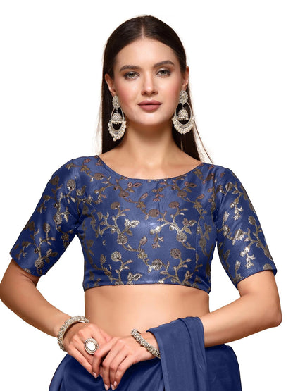 OOMPH! Readymade Blouse for Women, Brocade, Boat Neck, rbbl496