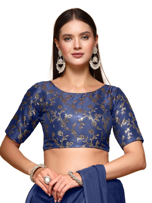 OOMPH! Readymade Blouse for Women, Brocade, Boat Neck, rbbl496