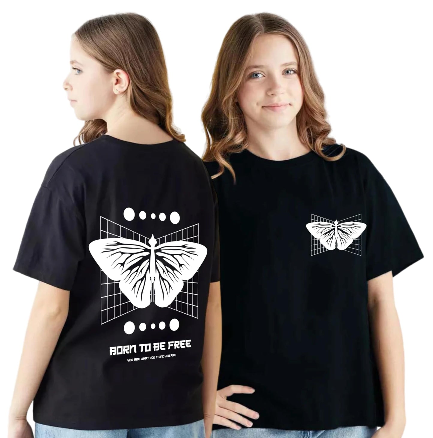 Uniplanet Store GirlS Cotton T Shirt With Round Neck Half Sleeves Butterfly Theme Graphic Prints Standard Length And Regular Fi
