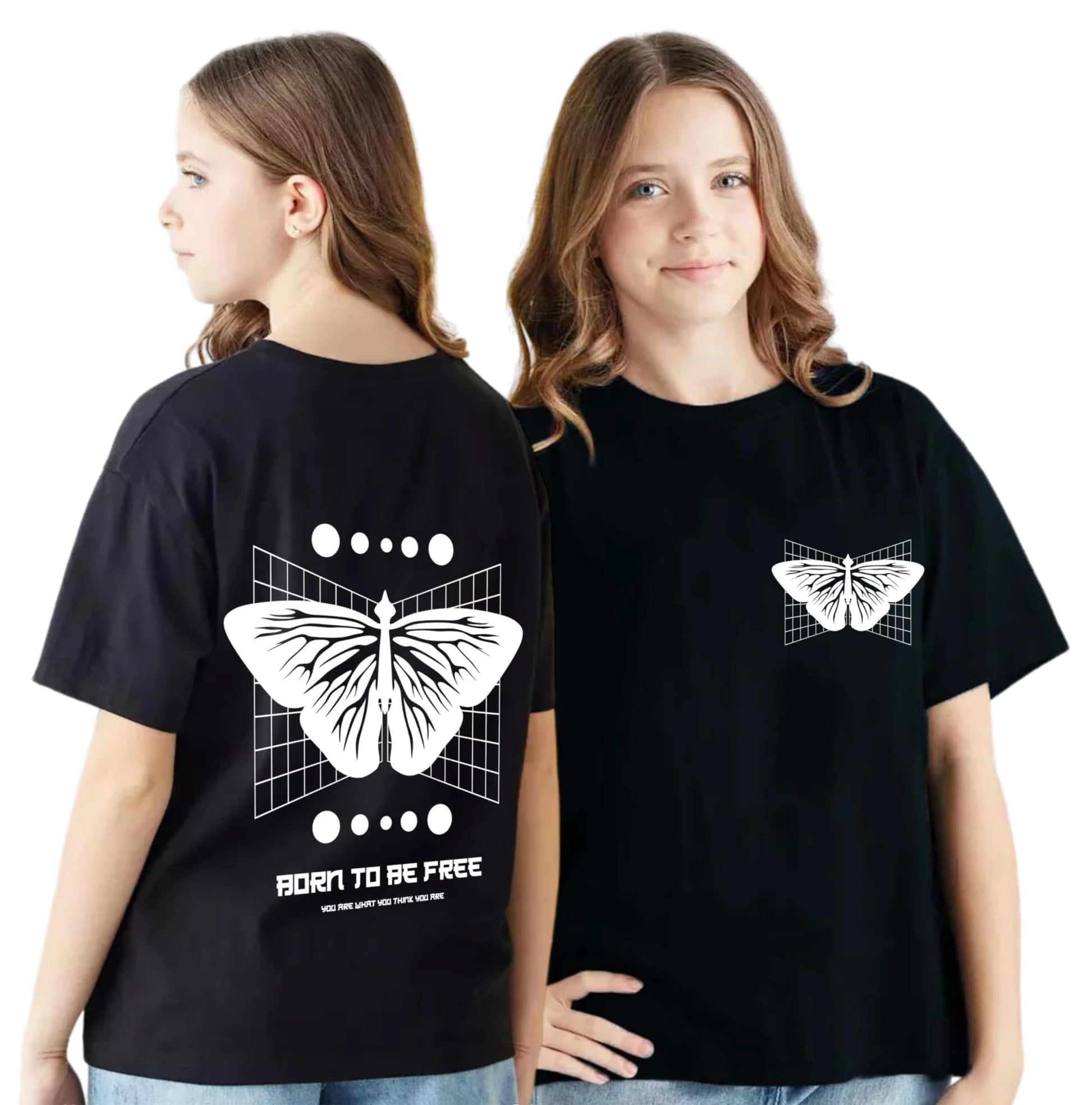 Uniplanet Store GirlS Cotton T Shirt With Round Neck Half Sleeves Butterfly Theme Graphic Prints Standard Length And Regular Fi
