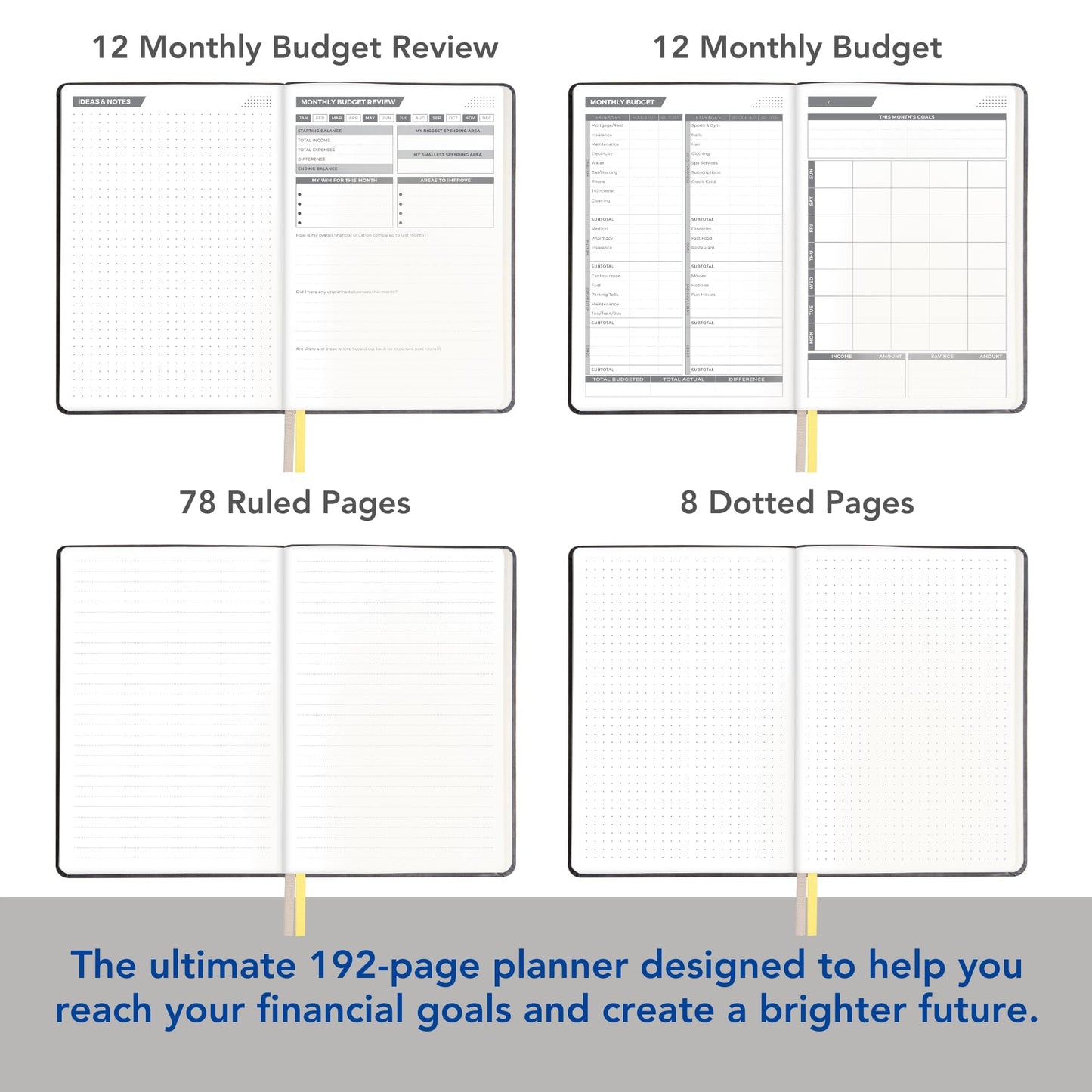 DOODLE 2024 A5 Vegan Leather Hard Bound Productivity Planner Kit|288 Pages|12 Undated Monthly Planners|Note Pages & 200+ Sticker