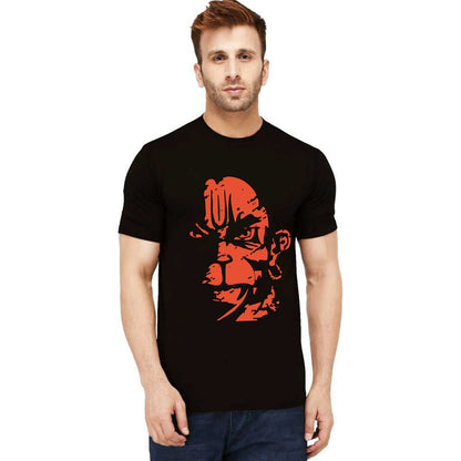 Uniplanet Store MenS Cotton Hanuman Face Round Neck Black T-Shirt Regular Fit T-Shirt