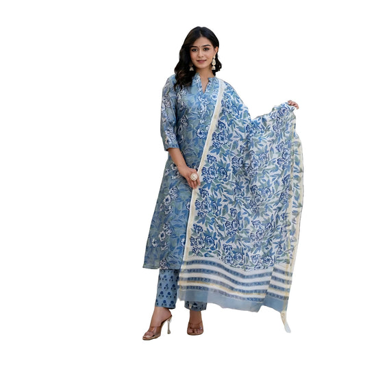 Modestouze Attires WomenS Rayon Blend Straight Floral Print Kurta With Pant & Dupatta | Women Co-Ords Set | Kurta Set For Women