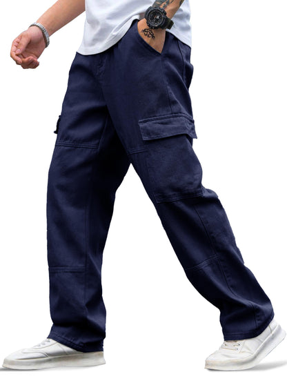 Noble Monk MenS Cargo Pant | Drawstring | Solid Cargo | Multi Pockets Trackpant