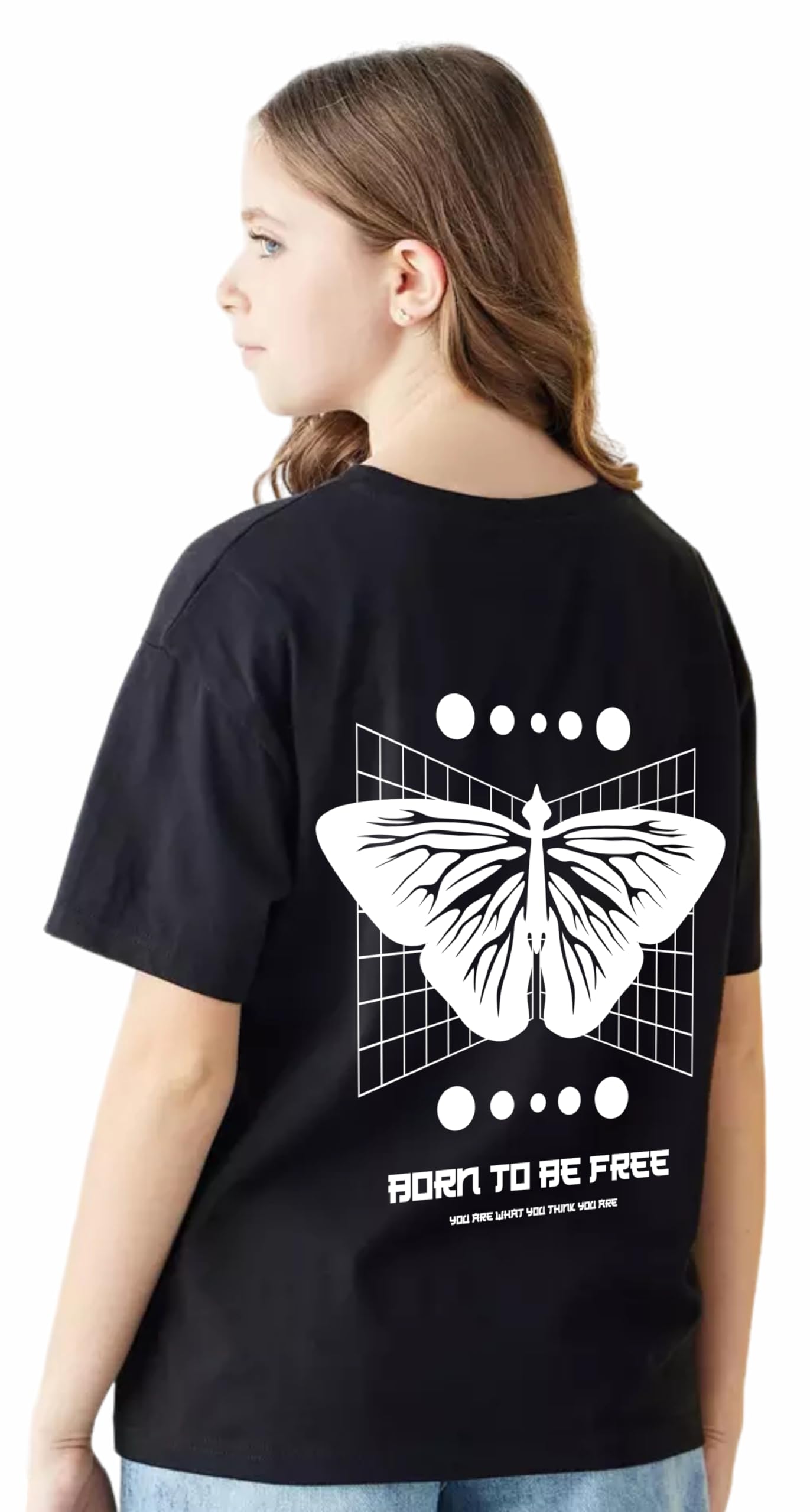 Uniplanet Store GirlS Cotton T Shirt With Round Neck Half Sleeves Butterfly Theme Graphic Prints Standard Length And Regular Fi