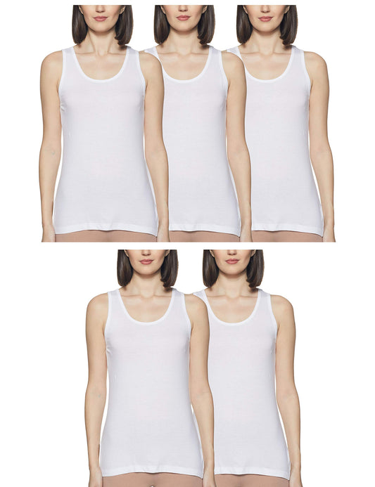 Rupa Softline Solid Regular Fit Women Super Combed Cotton Long Camisole, Under-Shirt,Stretchable and Body-Hugging, White,Pack of