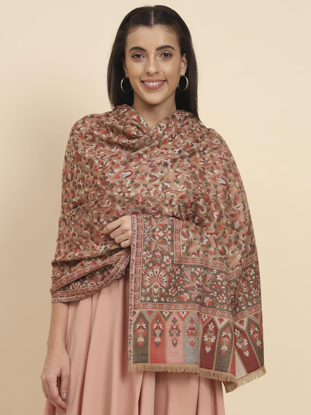 Pashmoda Women Dastaan Woven Design Jamawar Shawl (Size 101X203 CM)