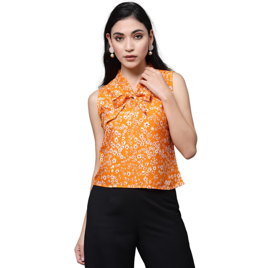 OOMPH! Sleeveless Tops for Women, Orange - mt469