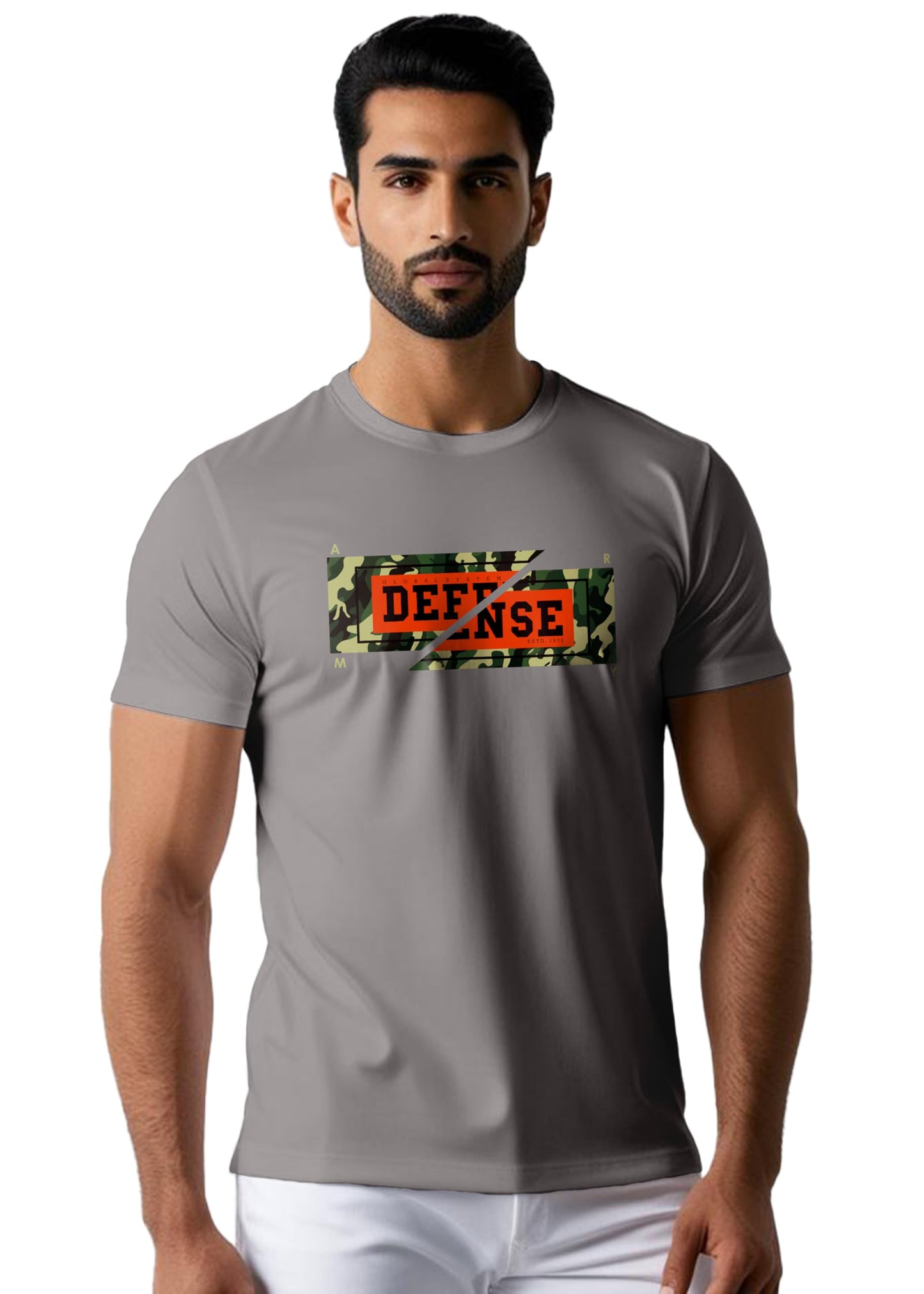 Peppyzone Mens Regular Fit T-Shirt (PZ-Army433_Grey4