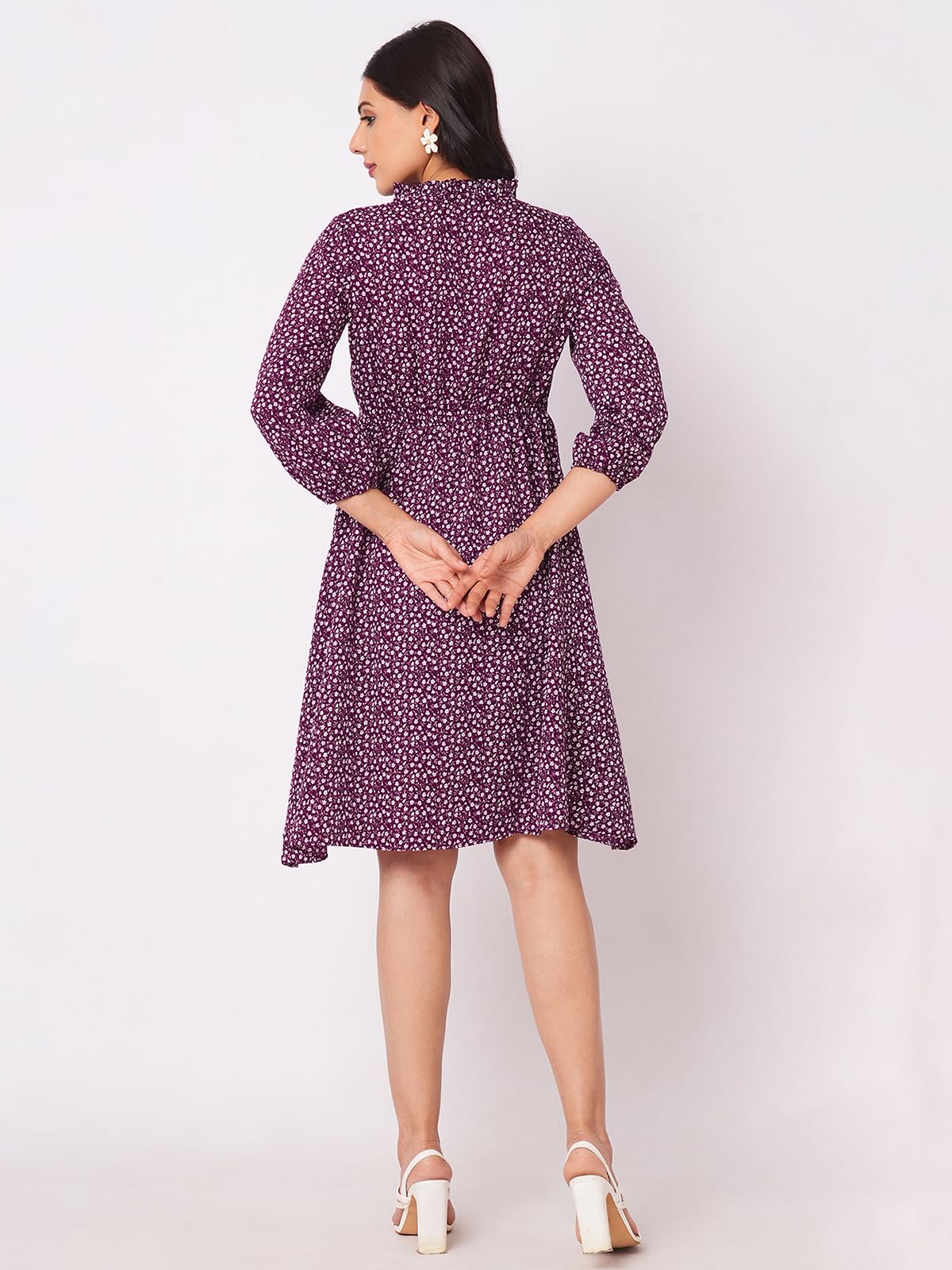 Selvia Western Dress For Women|Crepe Dress For Women|A-Line Dress|Floral Printed Dress For Women|One Piece Dress For Women (680D