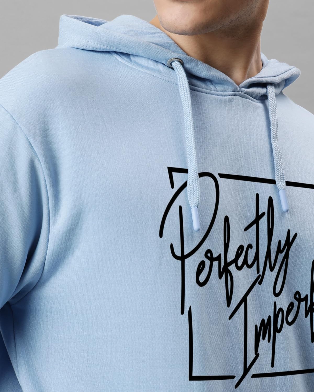 ADRO Mens Cotton Neck Hooded Sweatshirt (H24-FECT-SK_Sky Blue