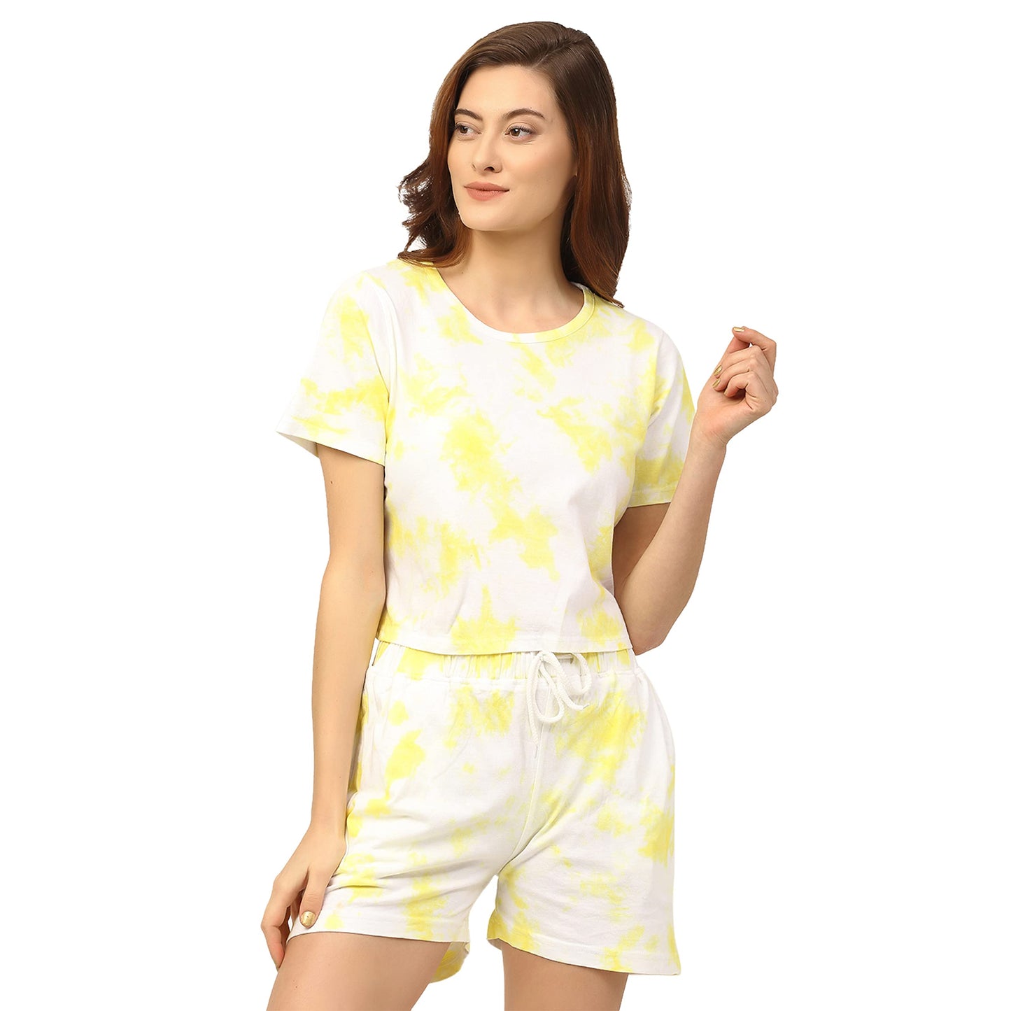 Rigo Printed Waffle Knit Tie & Dye Top and Shorts Co-ord Set | Half Sleeves & Sleeveless Co-ords Set | Stylish Dresses