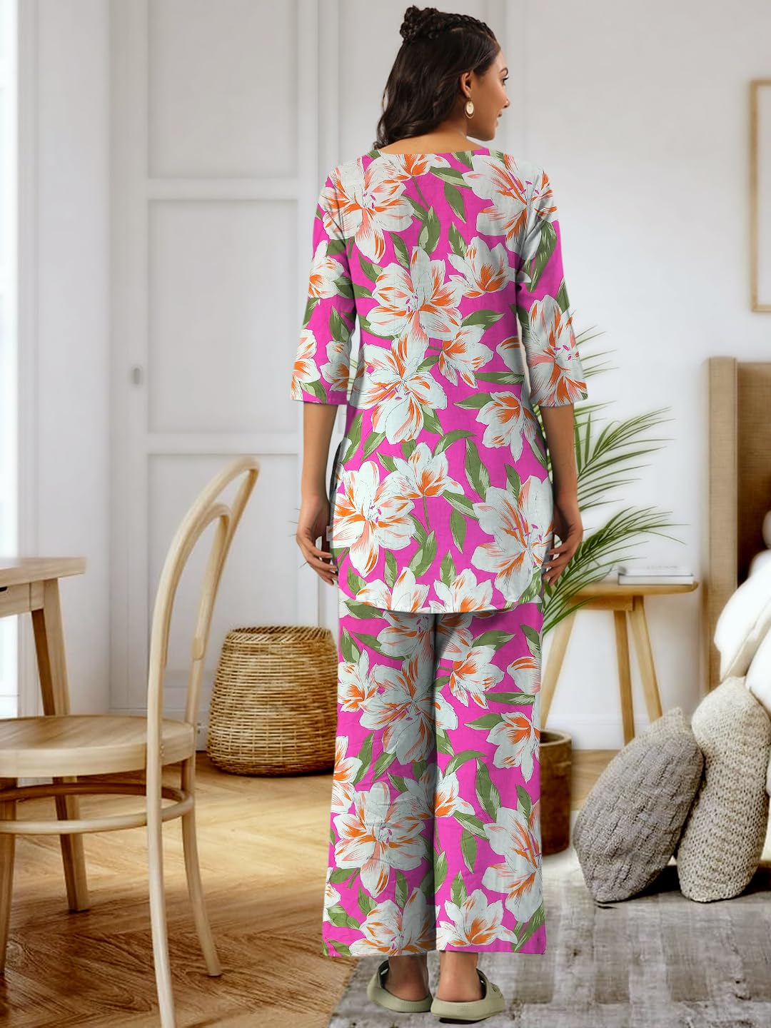 Tee Projekt Co Ord Set for Women Stylish | Kurta Set for Women Pink