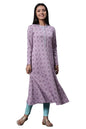 Purple Printed A-line Kurta and Tights Winter Set (Size: 2XL)-23NOAS14715-704416