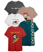 Kyda Kids Boys Cotton Blend Regular Fit Short Sleeve Printed Multicolor T-Shirts For Boys - (Pack Of 5)