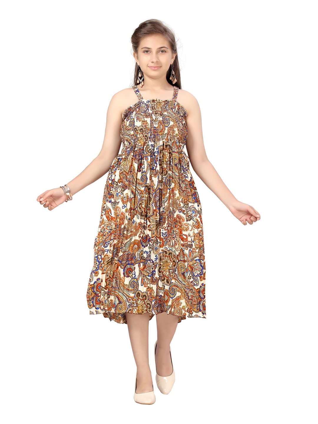 Aarika Girl's Georgette Skater Knee-Length Dress (MD-A-22537_Multi_36) Multicolour