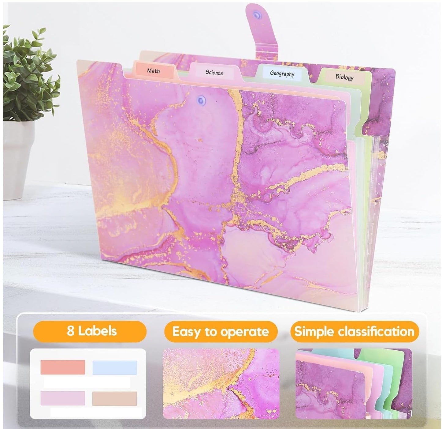 Corslet Expanding File Folder, Aesthetic Folders for School, Accordion File Organizer, Aesthetic Folder with Labels,5 Pockets Im