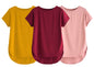 Fabricorn Combo Of Three Plain Maroon, Mustard Yellow And Dusty Rose Round Neck Up And Down Cotton Tshirt For Women (Maroon, Mus