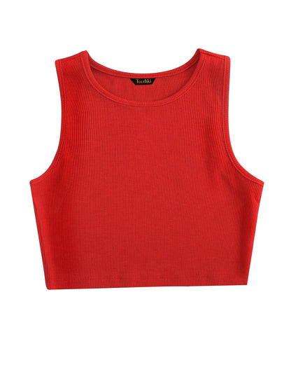 Toochki Tops for Woman | Spandex Top | Crop | Short | Western | for Jeans | Sleeveless | Stretchable | Red