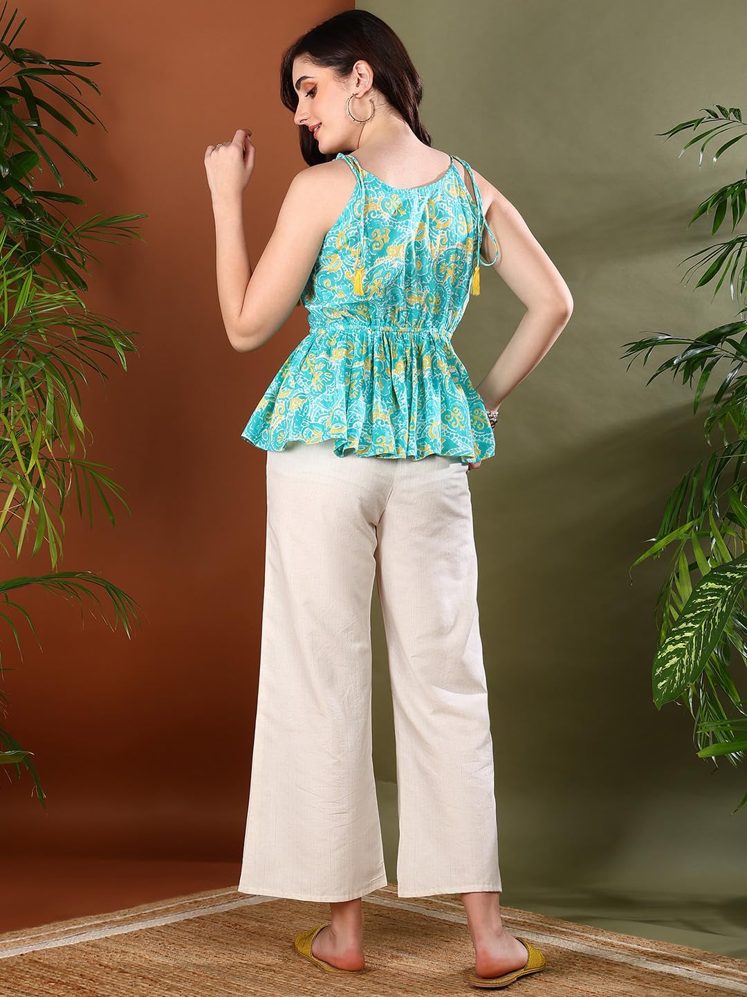 Stylum Womens Floral Printed Cotton Kurti Pant Set
