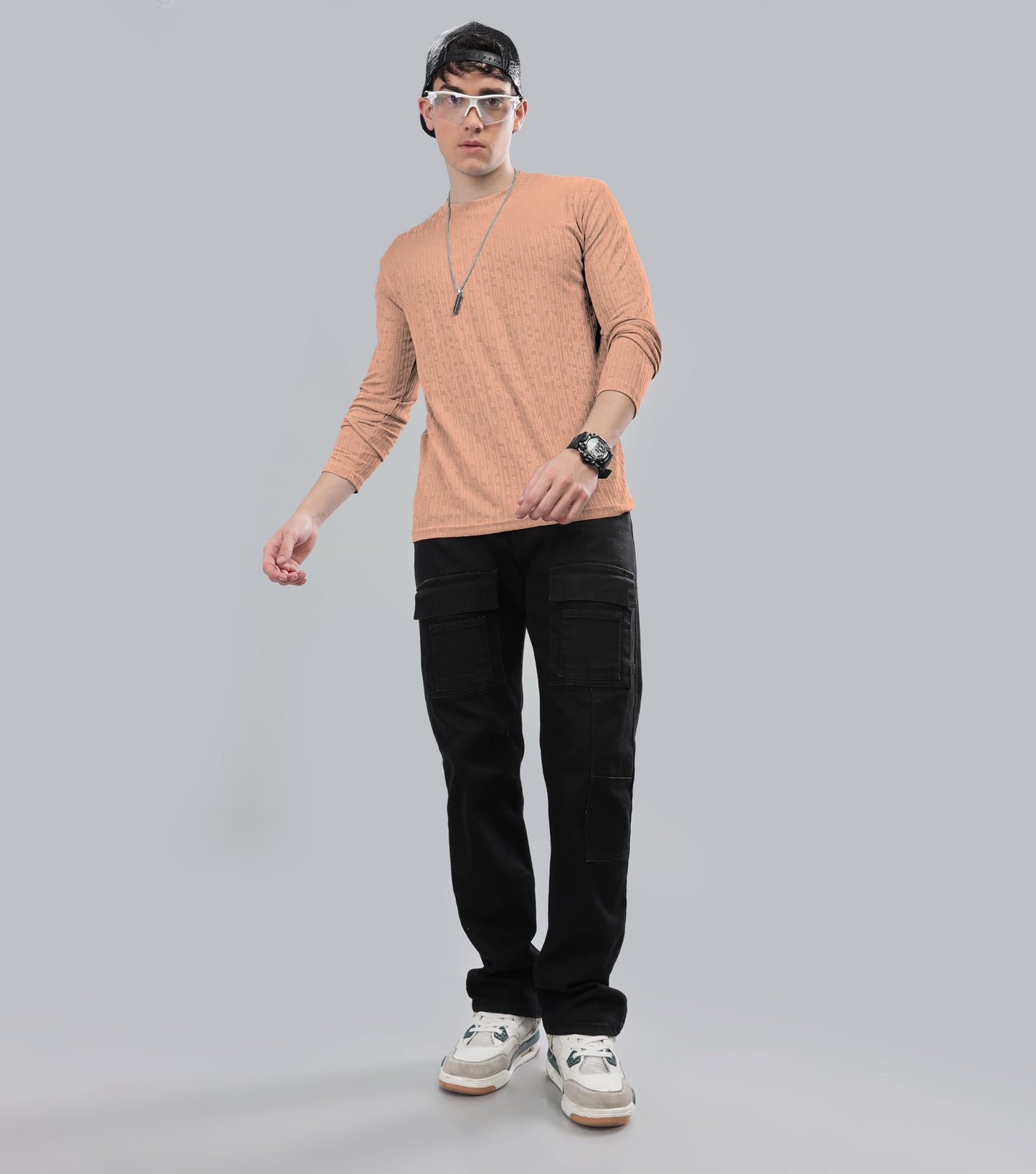 SHODOX Mens Solid Polycotton Round Neck Full Sleeve Regular fit Tshirt (Pack of 1)