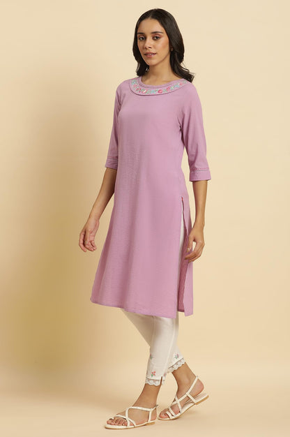W For Woman WomenS Cotton Solid Regular Kurta (23Auw10131-220210_Lilac