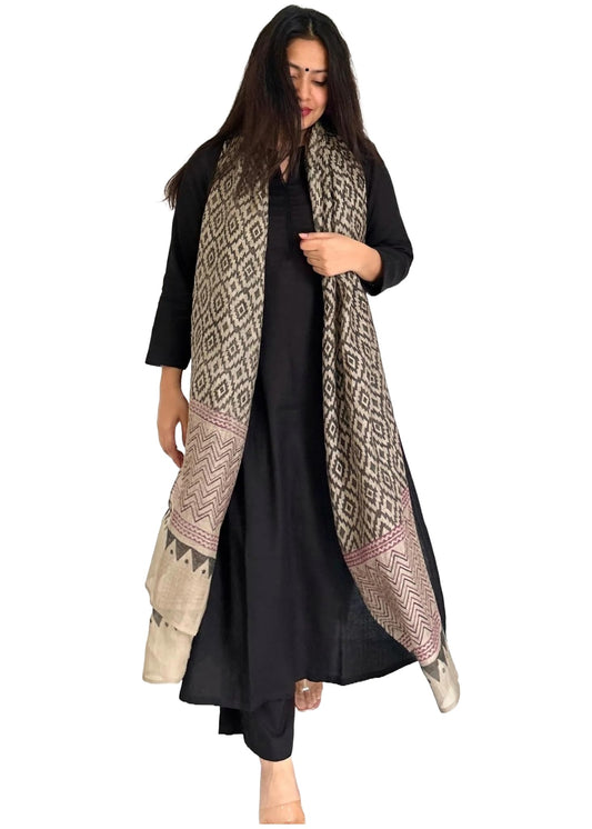ANNI DESIGNER Womens Rayon Blend Straight Fit Solid Kurta with Pant & Dupatta (Jamana Black_3XL_Black_XXX-Large)