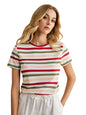 Toochki Tops for Woman | Spandex Top | T-Shirt | Tshirt | Western | for Jeans | Short Sleeve | Stretchable | Striped Printed Red