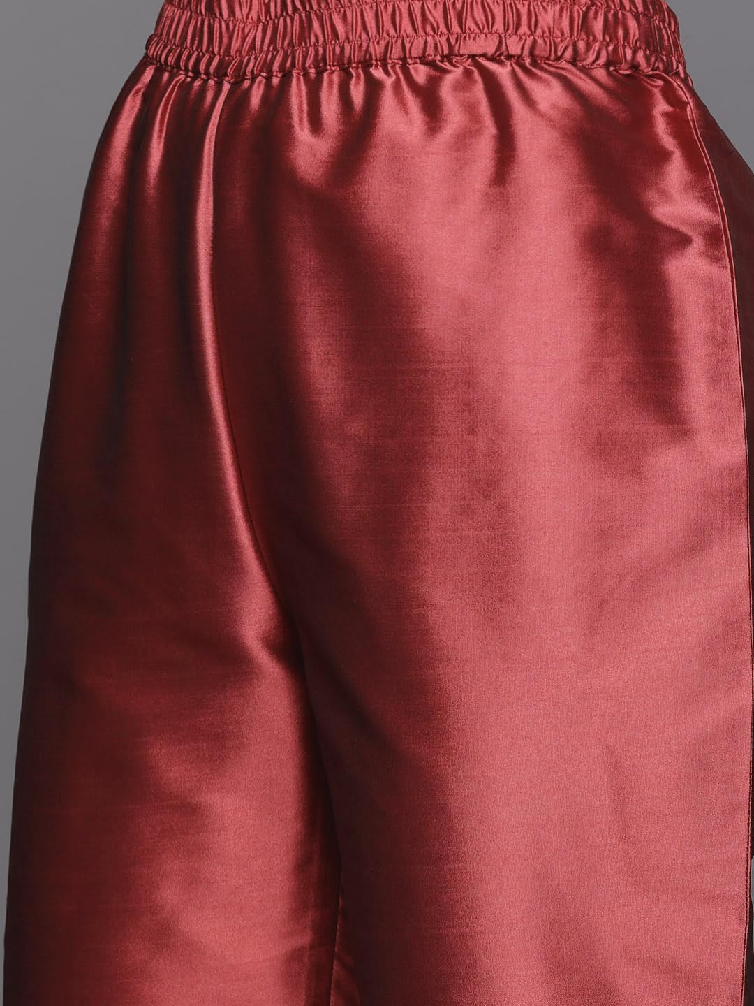 Varanga Women Burgundy Strap Kurta With Tonal Bottom And Tonal Dupatta