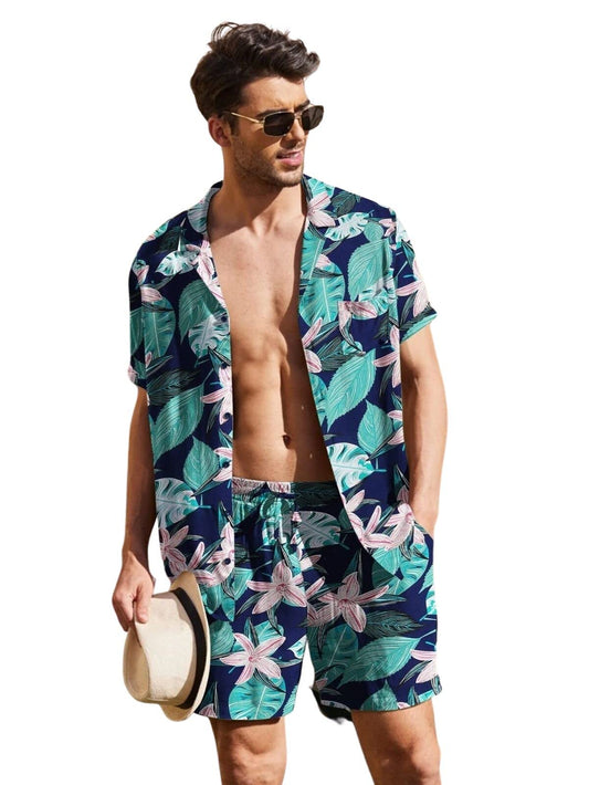 Leriya Fashion Mens Rayon Printed Co-Ord Set, Multicolour, Xs
