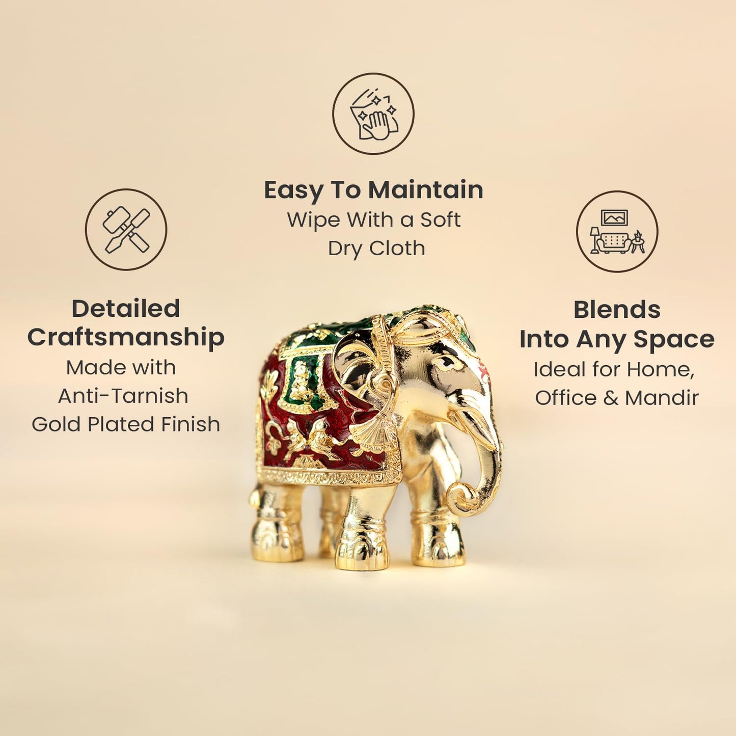 Astrotalk Shri Swarna Gajraj Idol | Vastu Elephant Idol for Strength, Wisdom & Financial Stability | Aesthetic Home Decor for Living Room & Office | Good Luck Gift for Man & Woman
