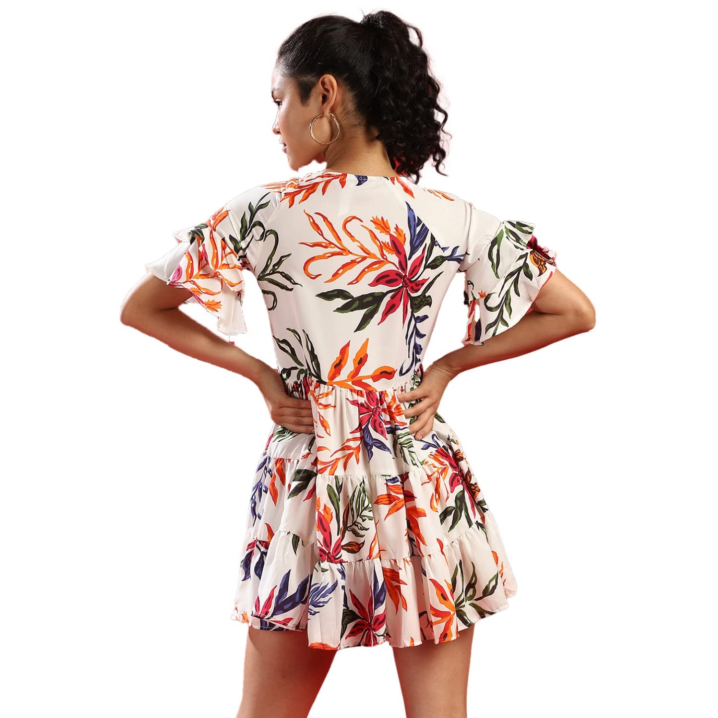 Campus Sutra Women Floral Print Tiered Mini Dress