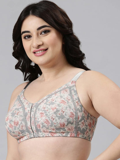Enamor Womens Nylon Blend Non Padded Wire Free Full Coverage Smooth Contour Lift Bra with 3-Section Cups Support- F097(F097-Mid