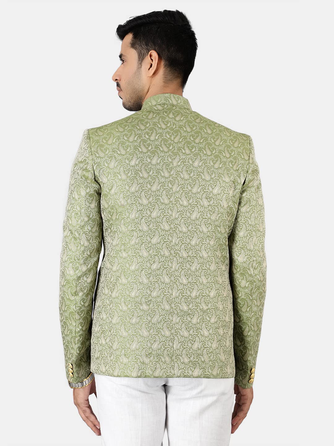 WINTAGE Mens Banarasi Rayon Cotton Green Bandhgala: 40/ M