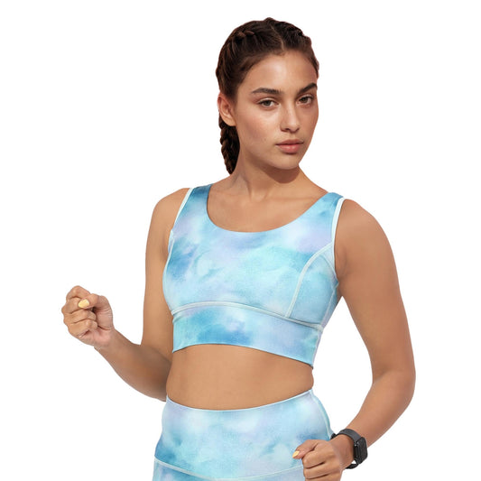Enamor Womens Polyester Wire Free Casual Padded Sports Bra (A204_Galaxy Splatter PRT