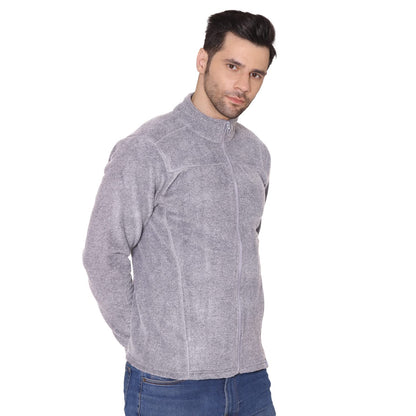 Bongio Mens Full Sleeves Polar Jacket - Light Grey