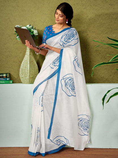 Satrani WomenS Chanderi Cotton Printed Ready To Wear One Minute Pre Pleated Readymade Saree With Unstitched Blouse Piece (32Rs3