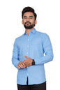 Besix Full Sleeve Blue Formal Shirt For Men Cotton Regular Fit Casual - Pure Premium Branded Shirts For Men Formal Stylish Slim