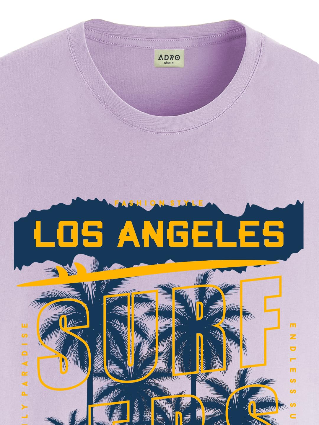 ADRO LA Surfers California Printed T-Shirt for Men - 100% Cotton, Regular Fit, Soft Breathable Fabric. (RN23-M-SRF-PU_Purple)
